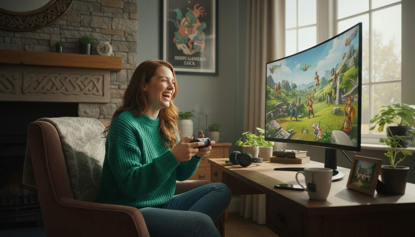 Excited woman playing at an online casino