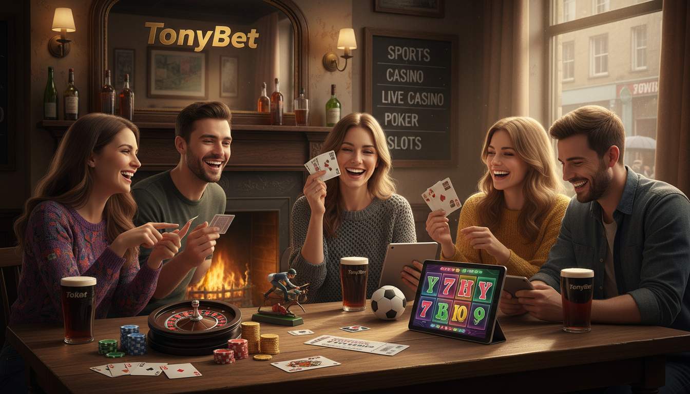 Image showcasing various game categories available at TonyBet.