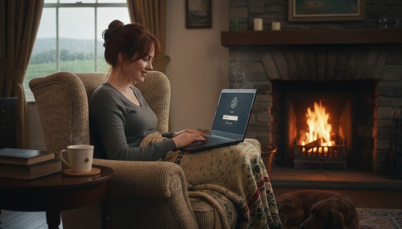 Woman logging into her gaming account